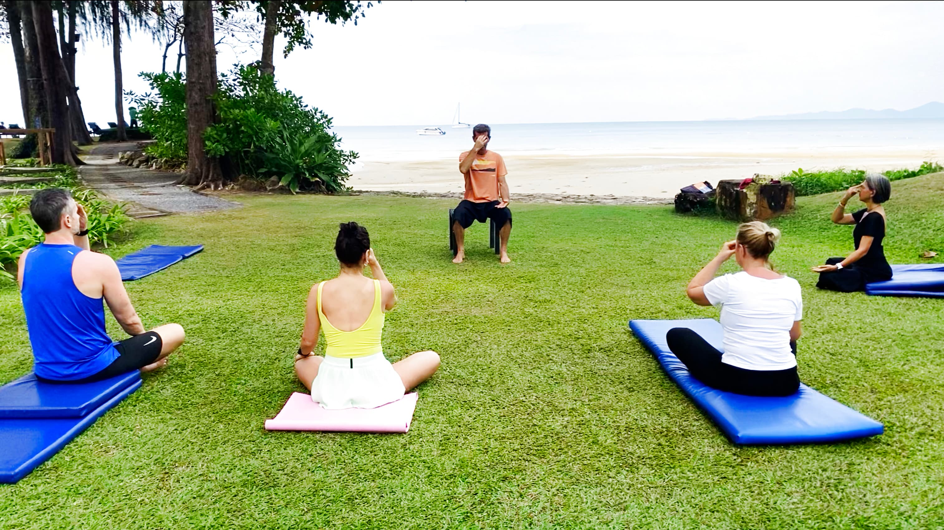 Morning breathwork session by the sea, Krabi